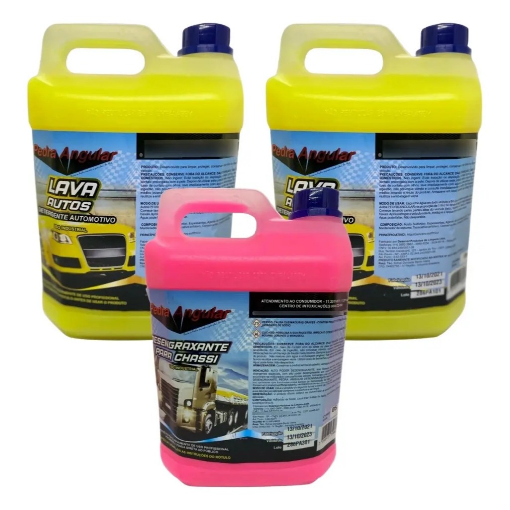 Kit Lava Rápido 2 Shampoo Automotivo + 1 Desengraxante Solupan 5 Litros