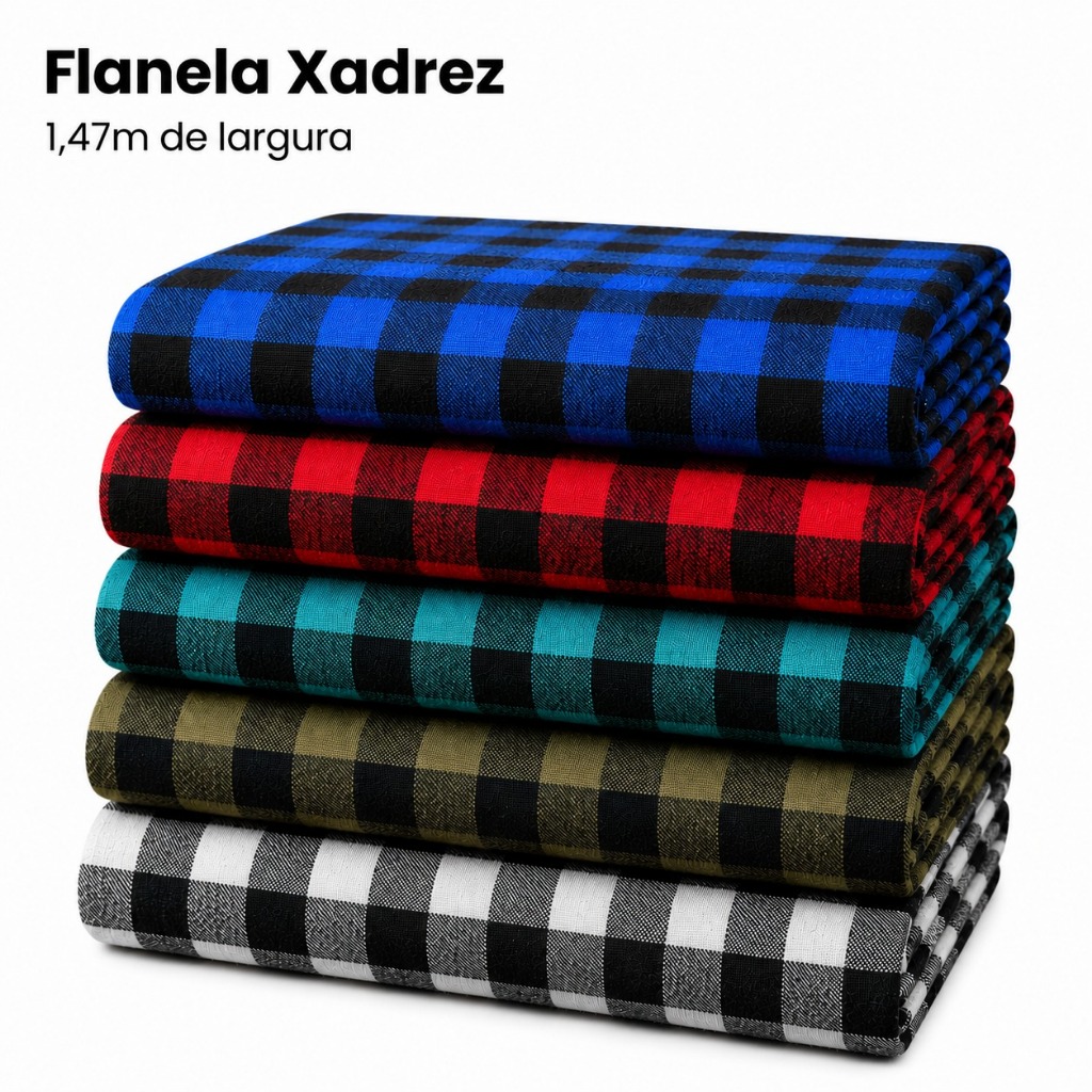 Tecido Flanela Xadrez Quadriculada 1,47m Largura Festa Junina Arraiá Camisa Lã