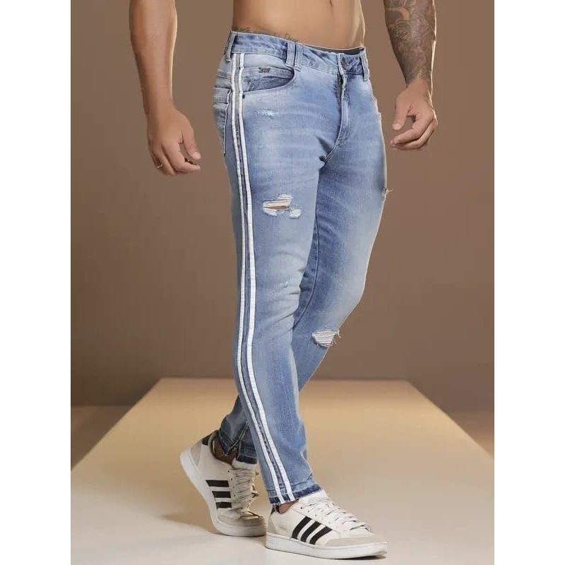 Calça Masculina Pit Bull Luxo Confortável e Sofisticada com Faixas Laterais Ref 86469