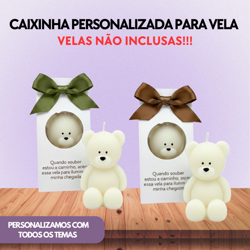 Caixinha para Vela Personalizada - Lembrancinha para Chá de Bebê | Chá Revelação | Batizado