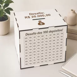 Cofre MDF Desafio Junte 1Mil / 5Mil / 10MIl / 20Mil