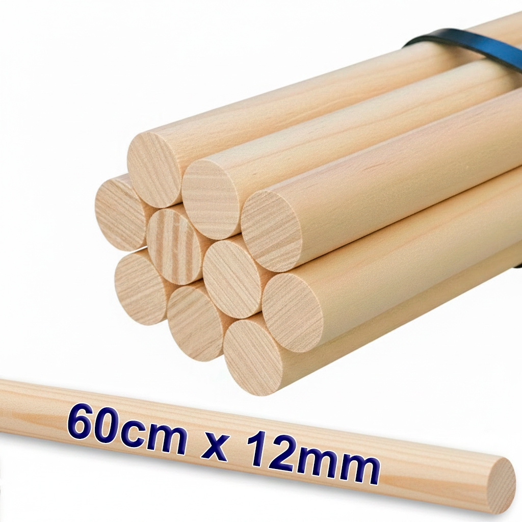 Poleiro Bastao Vareta Cavilha De Madeira Para Gaiola E Artesanato Pinus 60Cm X 12Mm