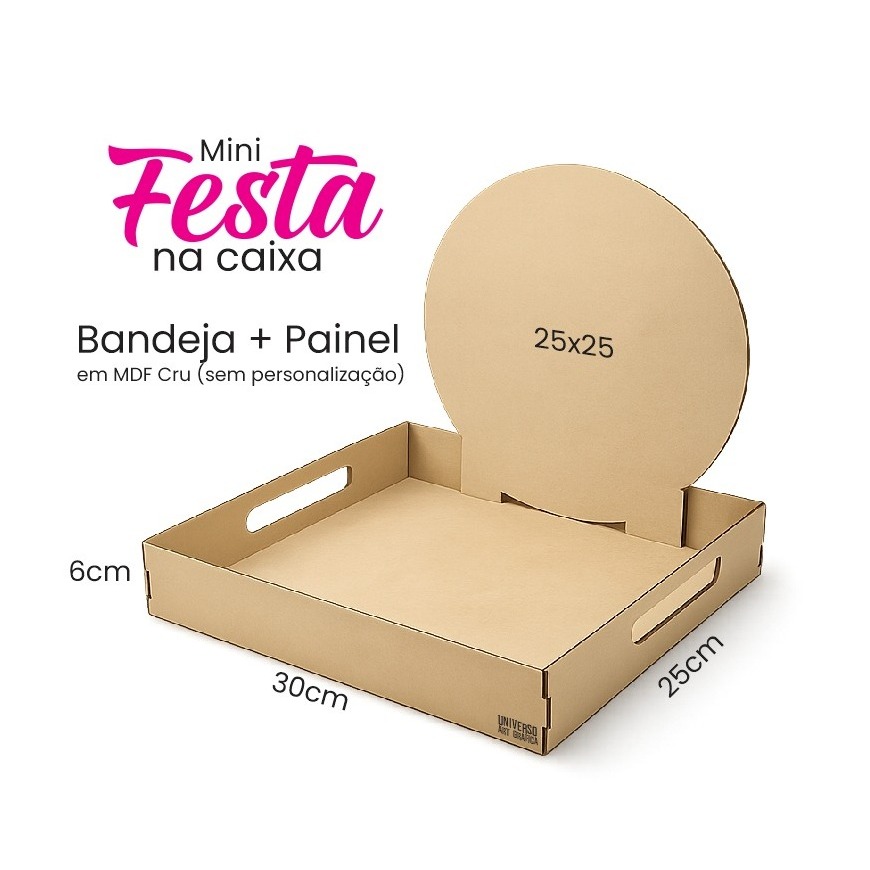 Bandeja com Cenario MDF cru 3mm Decoração Aniversário, Casamento, dia dos namorados Mini festa na caixa