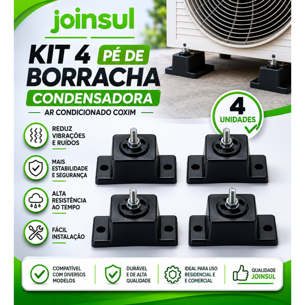 Coxim Anti Vibração Condensadora Split Kit 4 Pés De Borracha