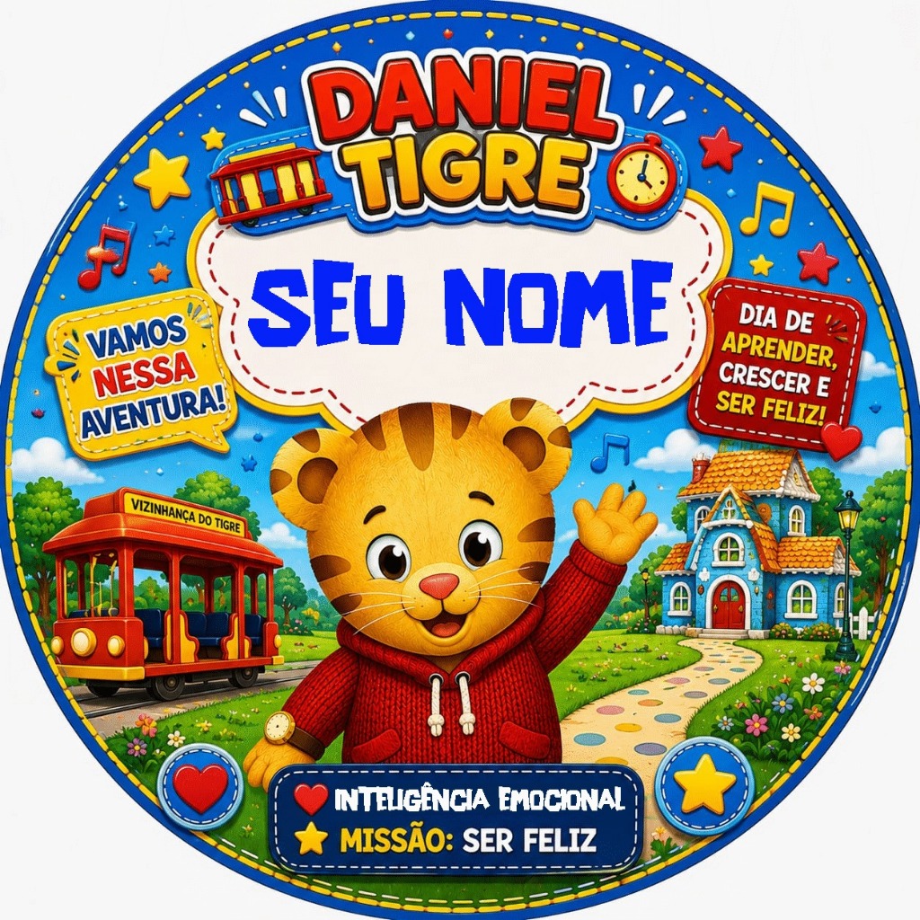 QUADRO DANIEL TIGRE PERSONALIZADO SEU NOME ENFEITE DE PORTA QUARTO INFANTIL DECORAÇÃO GUIRLANDA