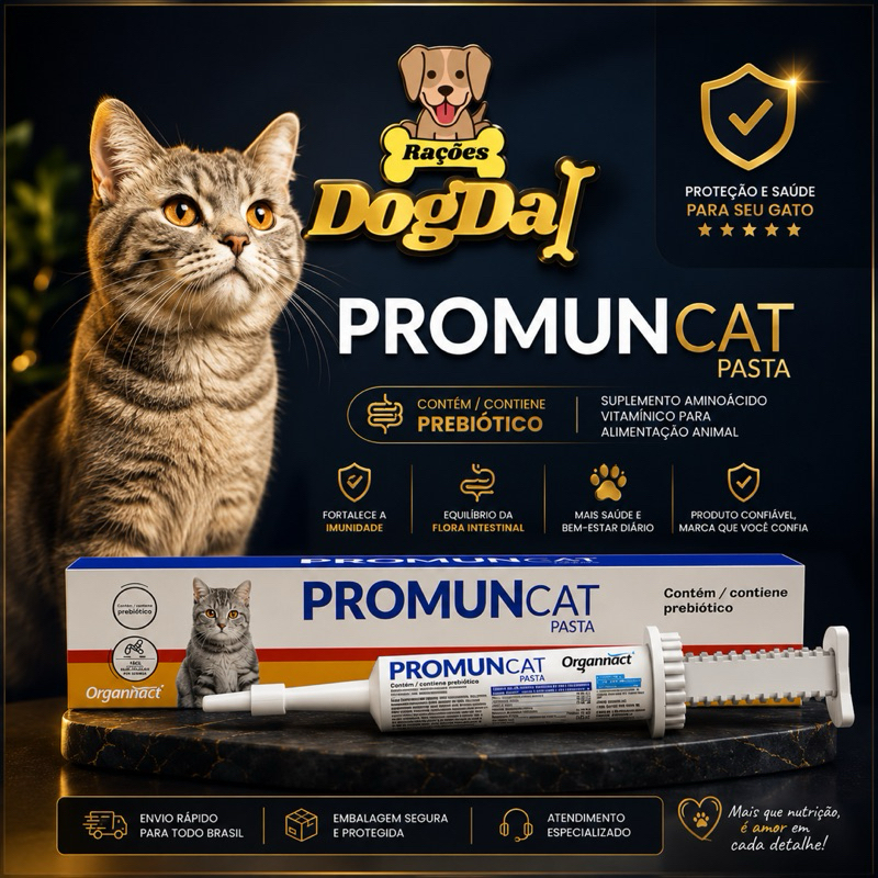 Promun cat Pasta Organnact para Gatos | Suplemento com Prebiótico para Flora Intestinal e Imunidade | 27ml