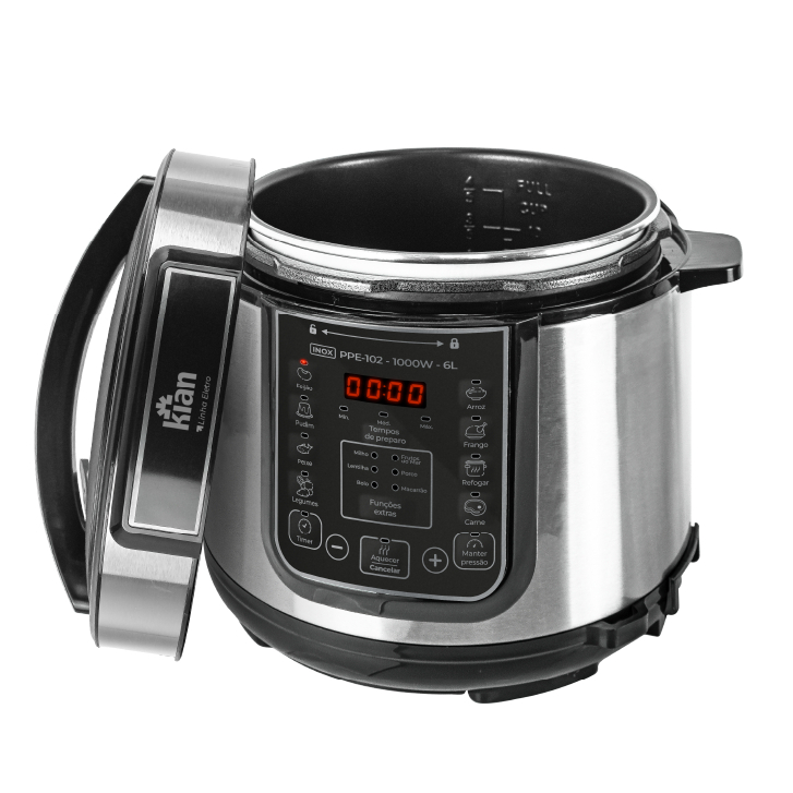 Panela de Pressão Elétrica Kian 6L Inox - 127V | PPE-102 | com Desligamento Automático