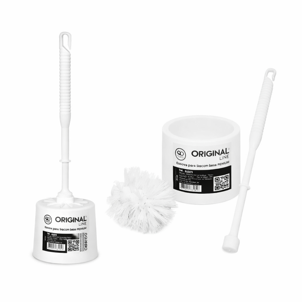 Escova Sanitária com Suporte Plástico Branca 30cm – Praticidade para o Banheiro original