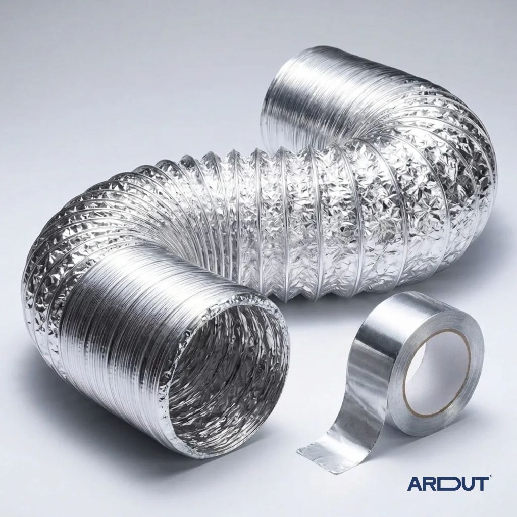 Duto Flexível 125mm 2,5 Metros Alumínio 05 Pol + Fita Aluminizada Exaustor Coifa Estufa Cultivo Grow