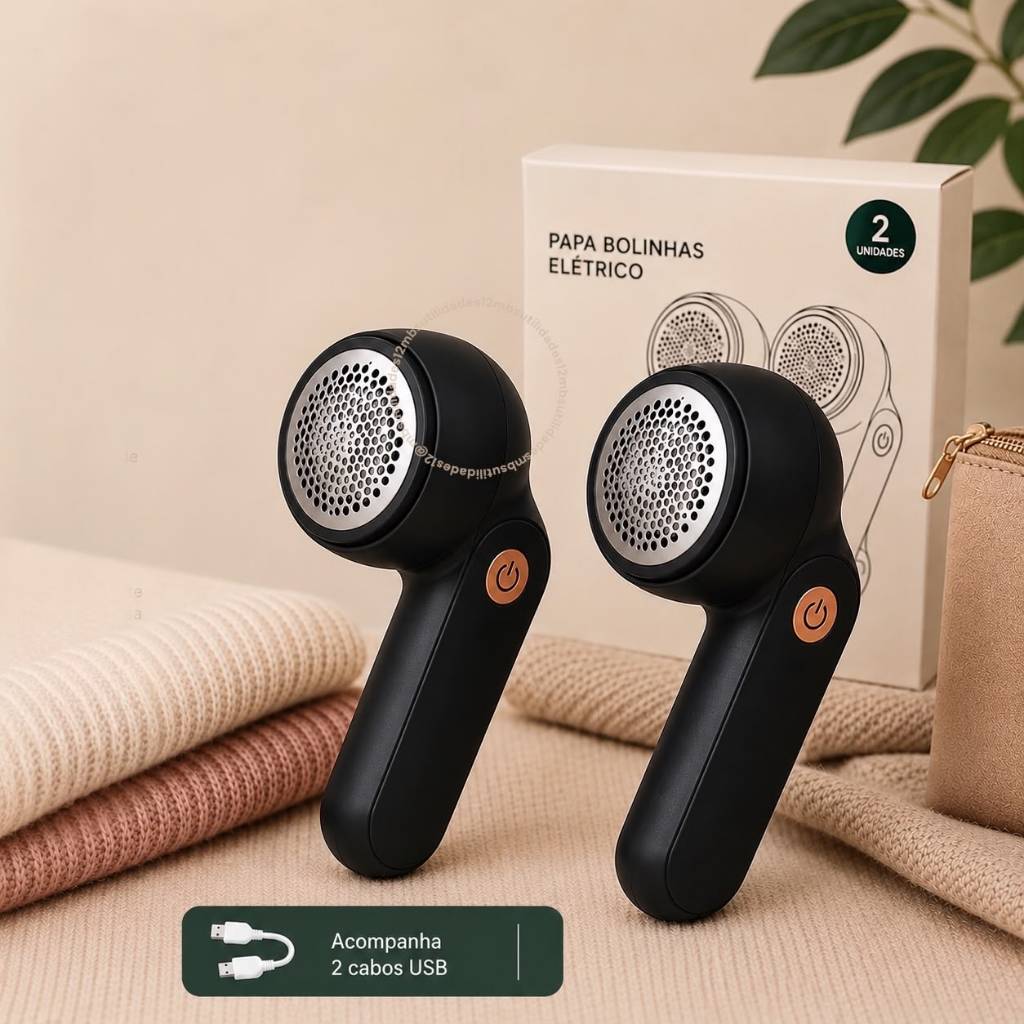 KIT 2 Papa Bolinhas Elétrico Sem Fio Removedor de Pelos e Fiapos Recarregável  Inverno Frio Aparador