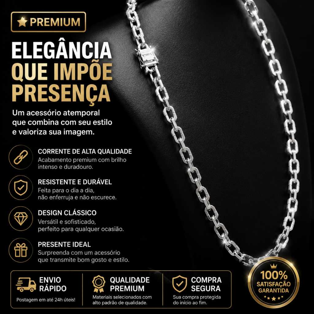 Cordão de Prata Cartier 925 Nacional 10mm cadeado Fecho Gaveta Masculina Corrente 70cm -Nao perde a Cor — imagem 2 de 2