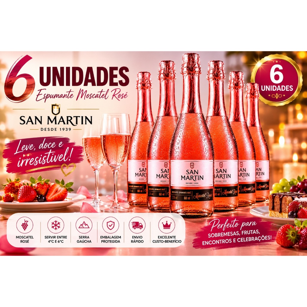 Espumante Brasileiro San Martin 660 ml kit com 06 unidades