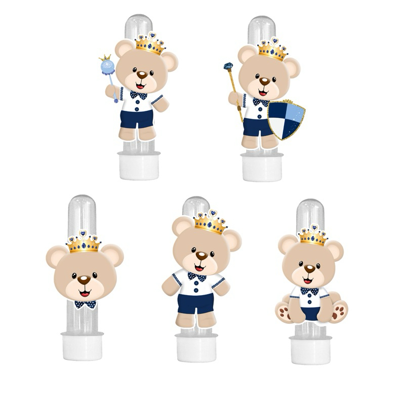 Tubete Ursinho Rei - Lembrancinha para Festa Ursinho Rei / Urso Principe / Decoração festa Ursinho