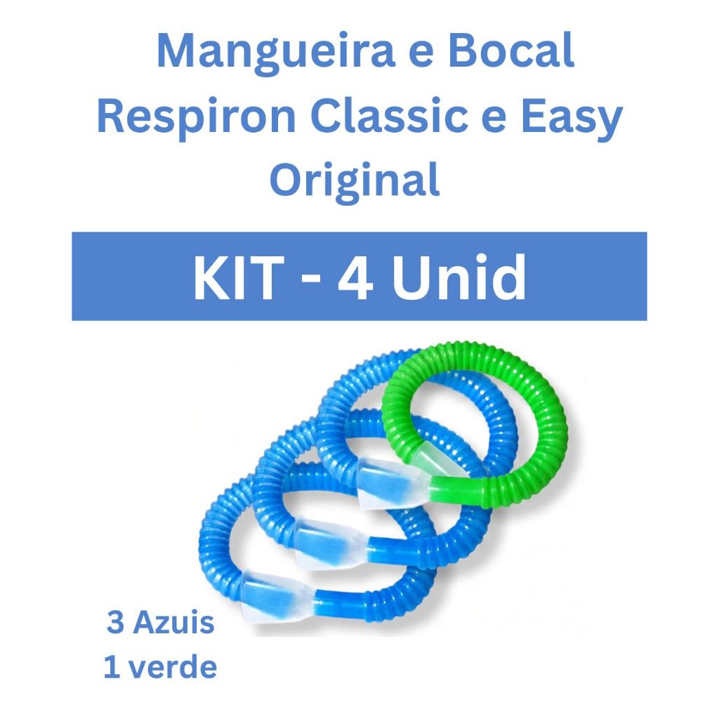 Mangueira e Bocal Respiron Classic e Easy Original NCS - Kit c/4 (3 azuis +1 verde)