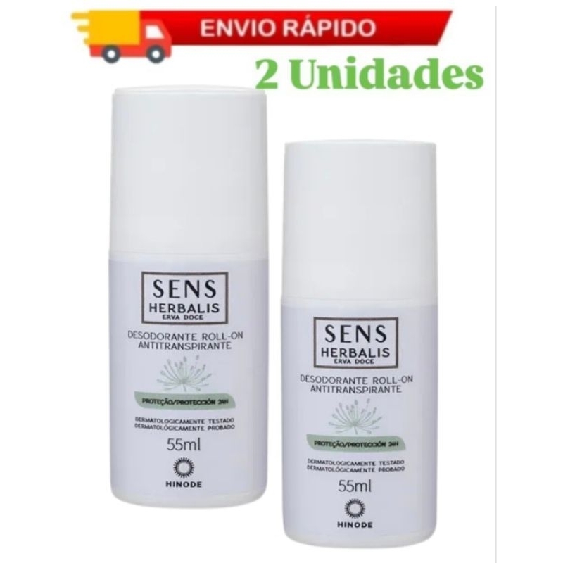Kit 2 Desodorante Roll-On Antitranspirante Sens Herbalis Erva Doce Hinode - 55ml Hinode