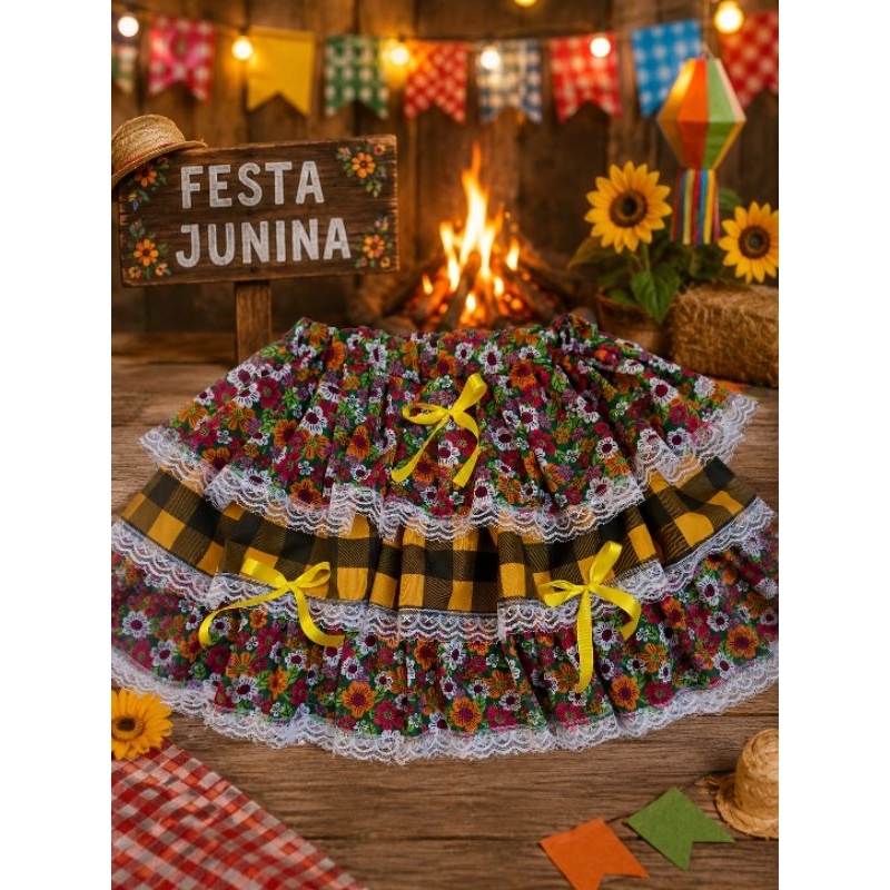 Saia de festa junina diversas cores