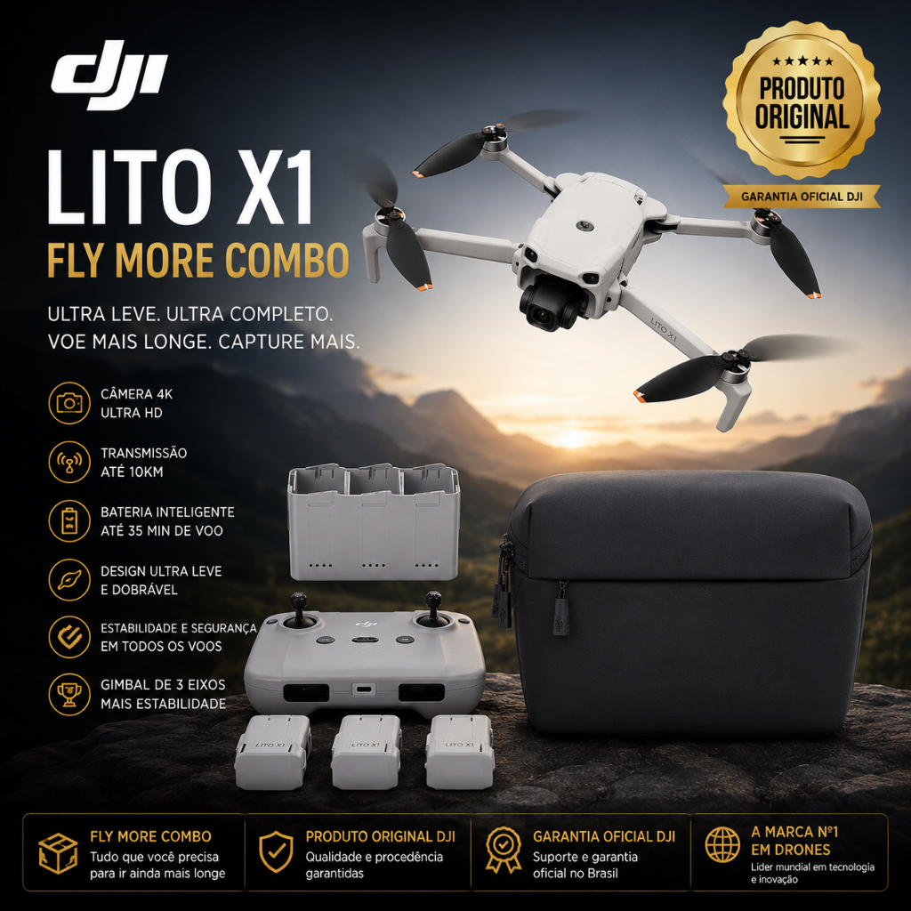 Drone DJI Lito X1 Fly More Combo RC-N3 (Controle remoto sem tela) - NOVO - ORIGINAL - Envio imediato