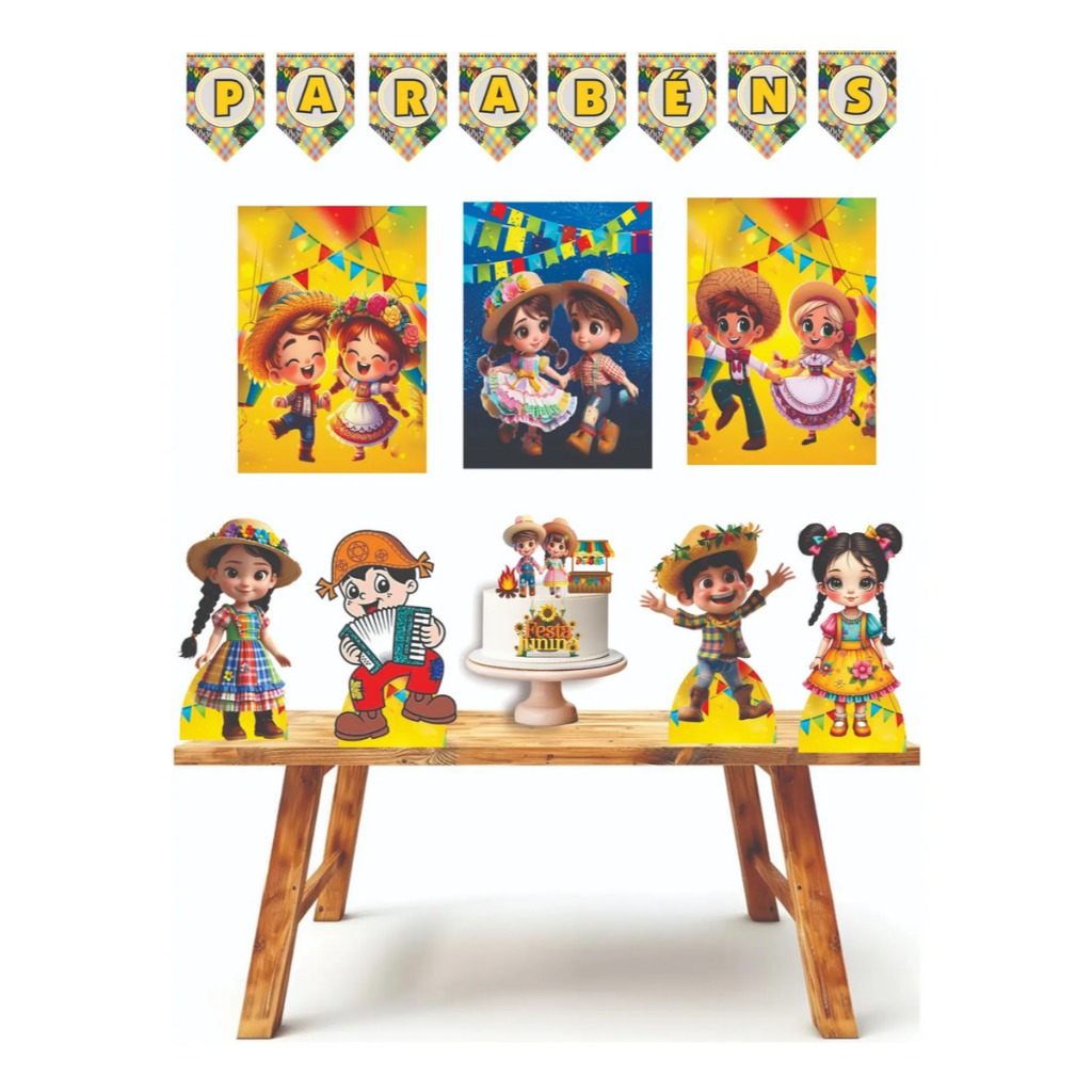 Kit festa em casa personalizado fazemos todos os temas Festa Junina