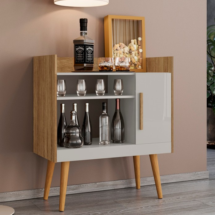 Buffet Aparador Cantinho do Café II Bechara com Nichos Organizadores Cinamomo Off White