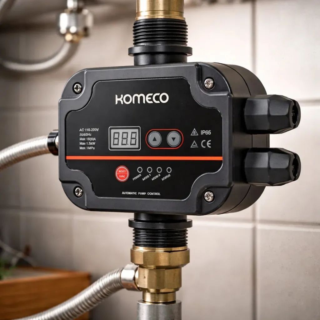 Pressostato Eletrônico Komeco PS1500D com Manômetro Digital Controlador de Pressão para Bomba D'Água Pressurizador