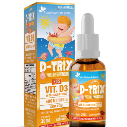 D-Trix Vitamina D3 Gotas 30ml Sabor Morango Flora Nativa Suplemento Infantil