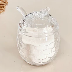 Açucareiro De Vidro Com Colher Abelha Bee Transparente Hauskraft 230ml