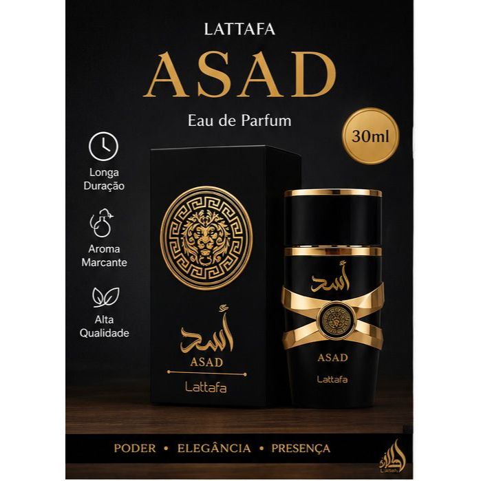 Perfume Masculino Lattafa Asad Eau de Parfum 30ml Original Aroma Intenso e Sofisticado Longa Duração