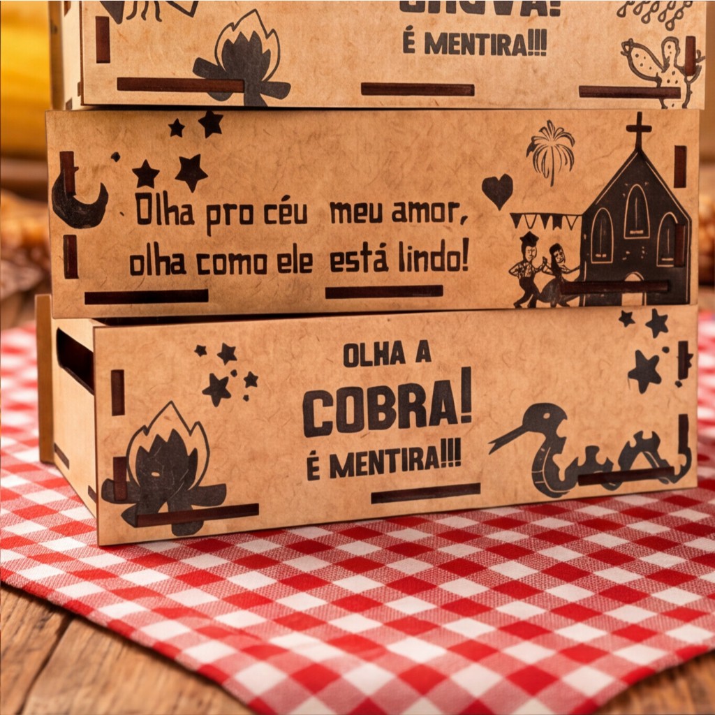 KIT 10 UND BANDEJA CESTA FESTA JUNINA SAO JOAO MDF 10x15 LEMBRANCINHA ARRAIAL QUERMESSE DECORACAO