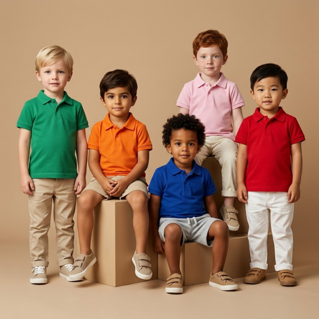 Camisa Polo Infantil Piquet Algodão Menino Manga Curta Lisa Festa Passeio Escola Dia a Dia