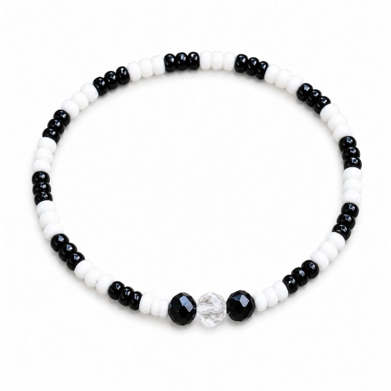 Pulseira Preto Velho 3x3 Conta de Cristal | Proteção Espiritual | Umbanda | Artesanal