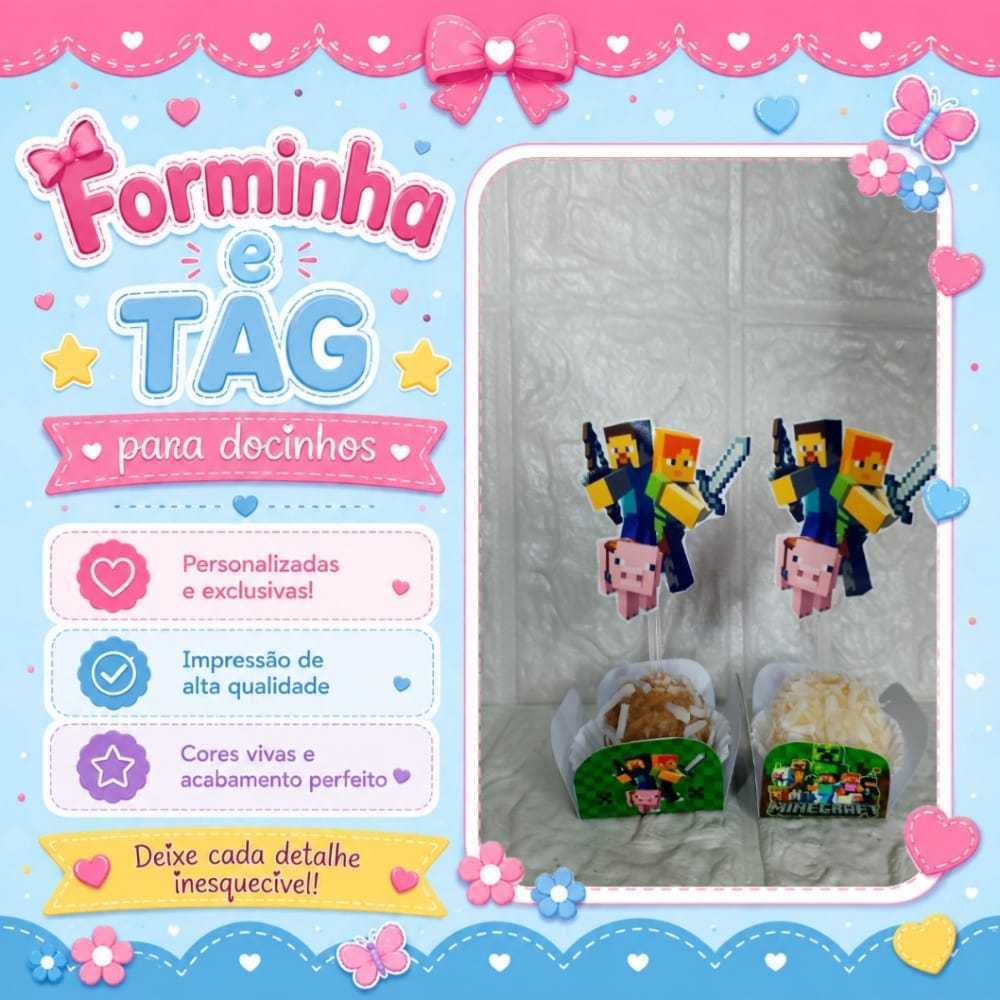 Forminha de Doces Minecraft  Personalizada no Tema /Lembrancinha de Festa /Aniversário