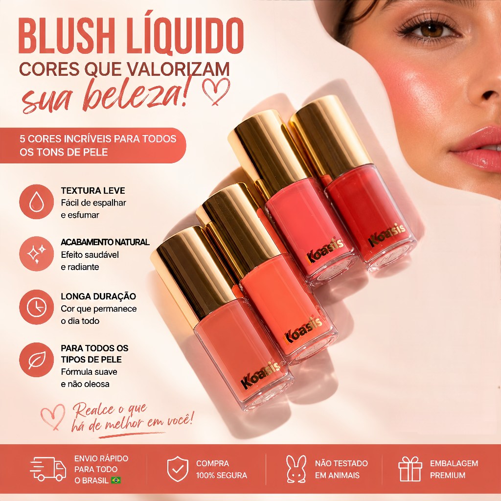 Koasis SÉRUM LABIAL com Hidratação Profunda e Brilho Natural Textura Líquida Transparente 4 Cores Incríveis para Lábios