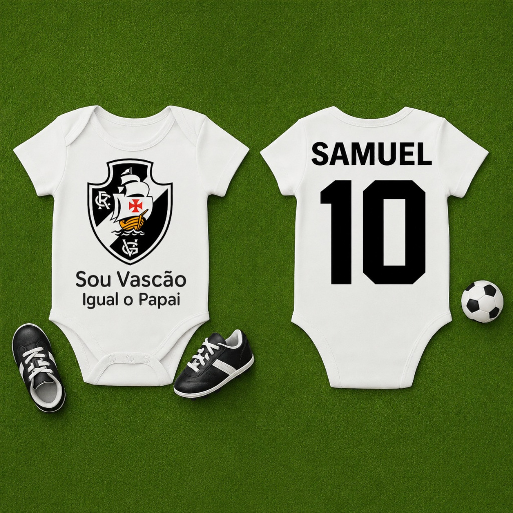 Body Bebê Vasco Vascão Roupa Bebê Vasco Time Futebol Vascão Vasco Igual o Papai Vovô