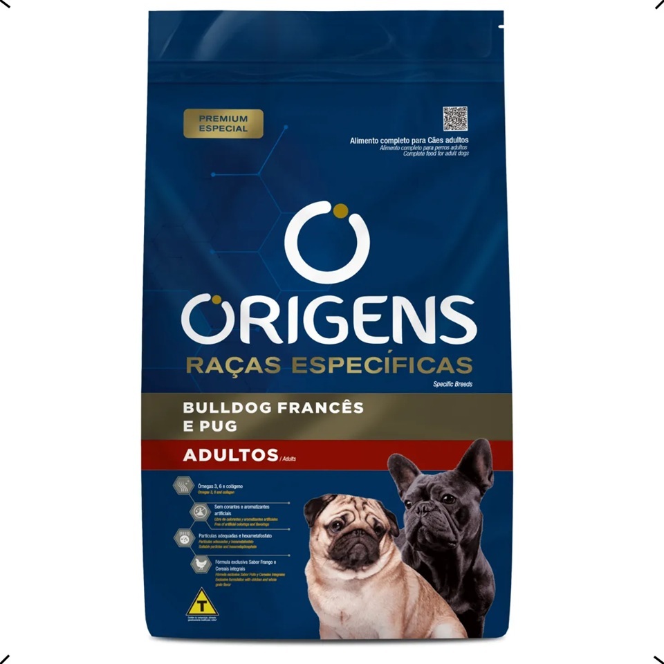 RAÇÃO ORIGENS BULLDOG FRANCES E PUG ADULTO 10KG