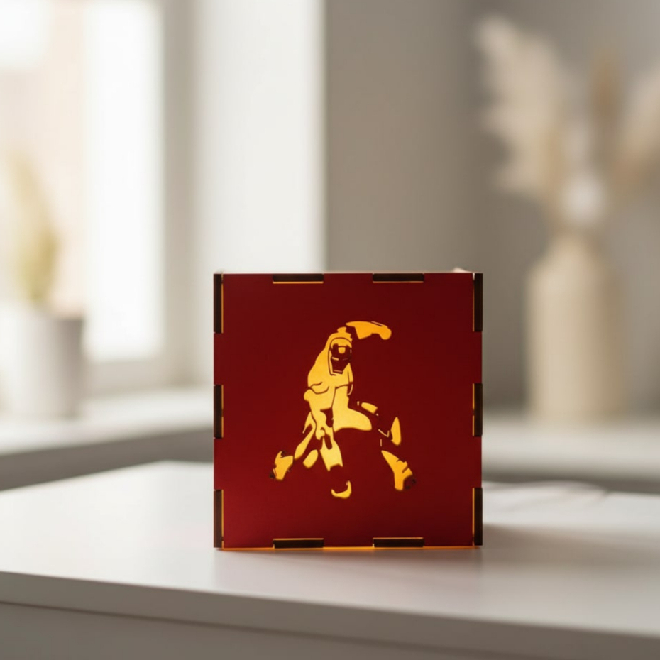 Luminária Box Led Do Homem De Ferro em MDF Vermelho De Decoração