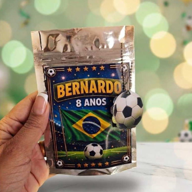 Saquinho Ziplock Personalizado 10x15cm Futebol Brasil | Lembrancinha Festa Infantil | sacolinha surpresa