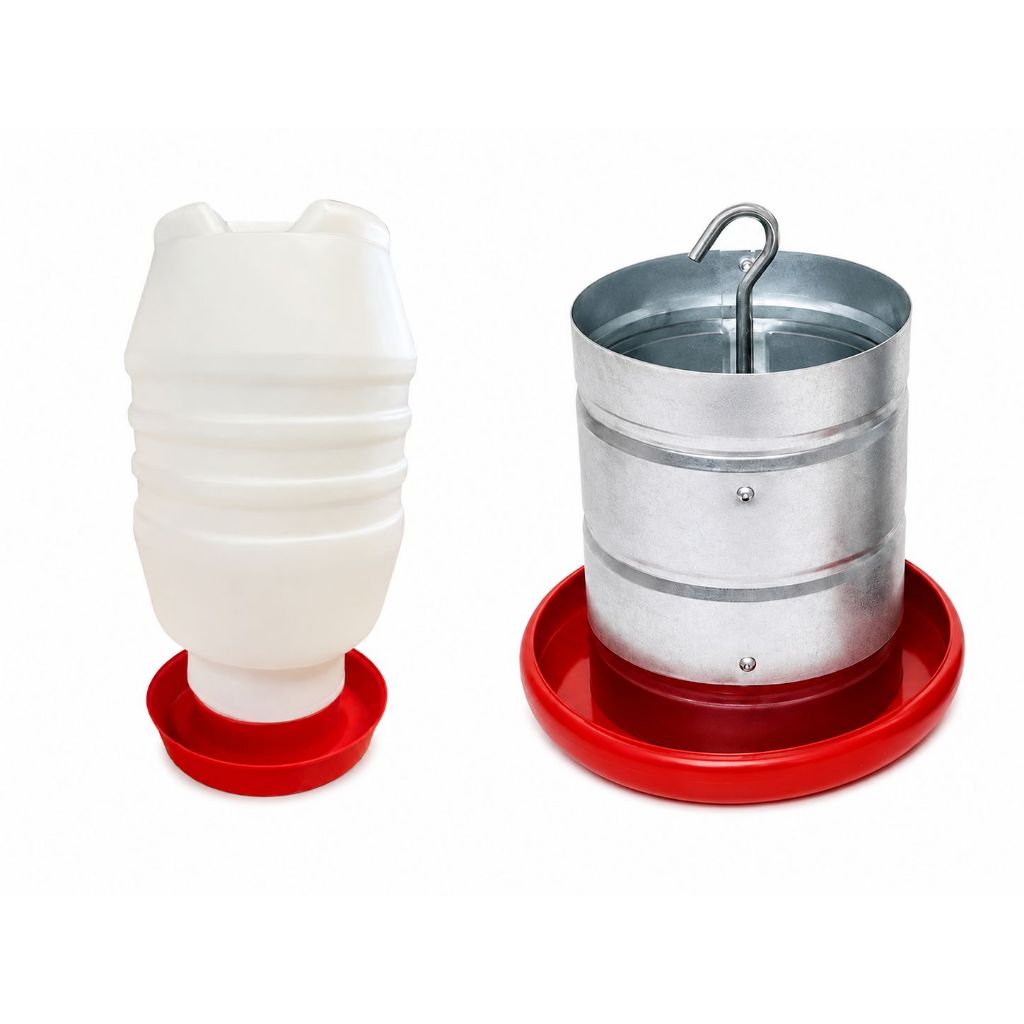 Kit 1 Comedouro Aves Galinha 5 kg  Tubular Galvanizado e 1 Bebedouro Aves Galinha, Faizão e Codorna.