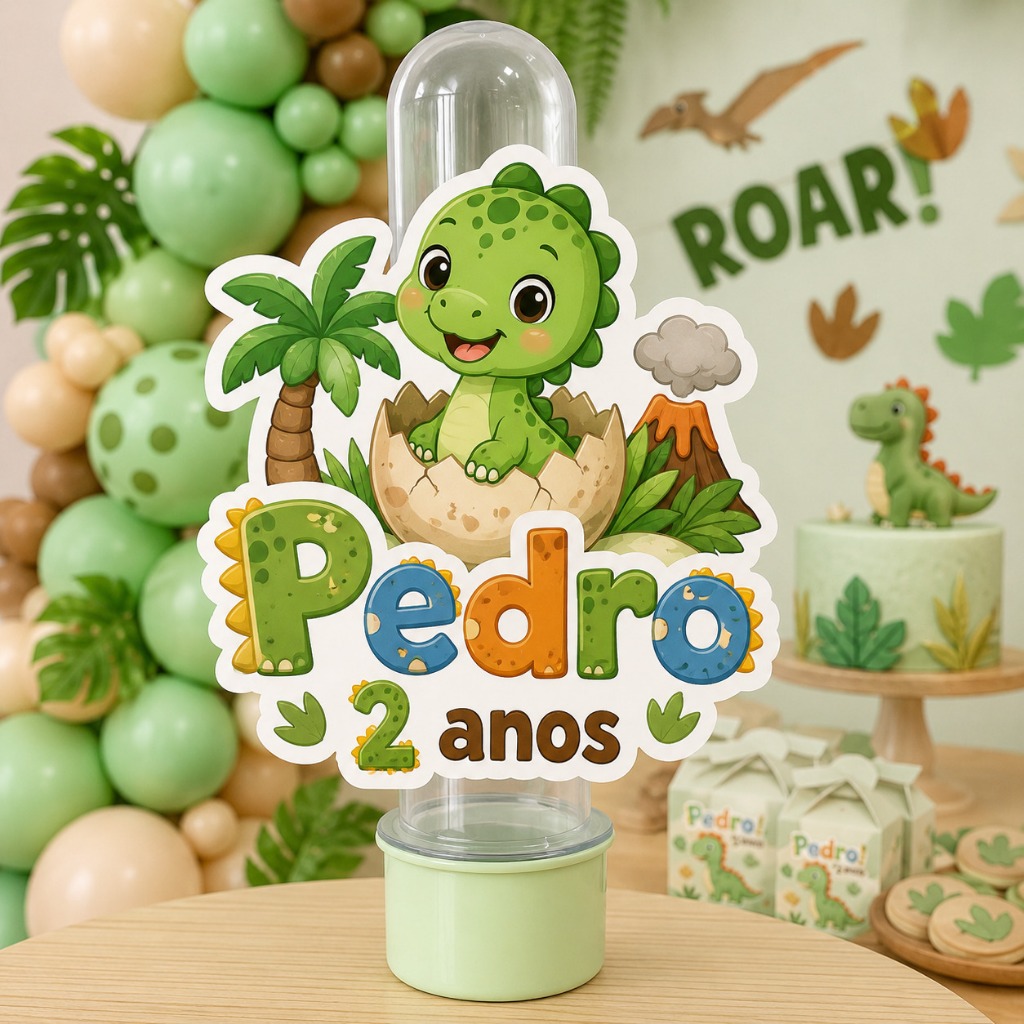 Apliques para Tubete Grande Personalizado Dinossauro Baby – Decoração Lembrancinha Festa Infantil