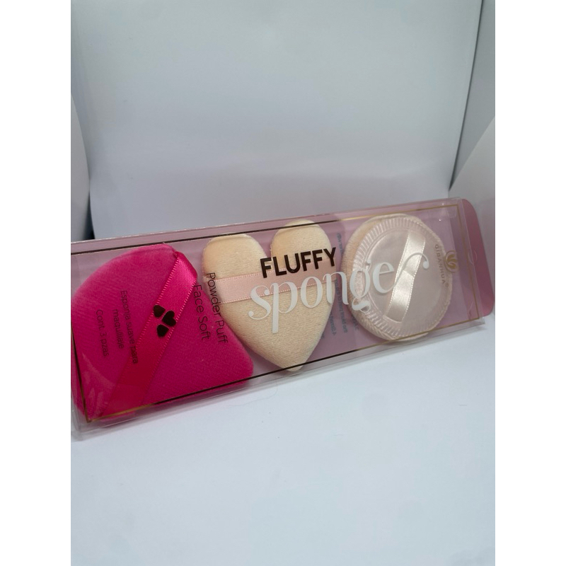 Kit 3 Esponjas para Maquiagem Fluffy Sponge Puff Facial Base Corretivo e Pó