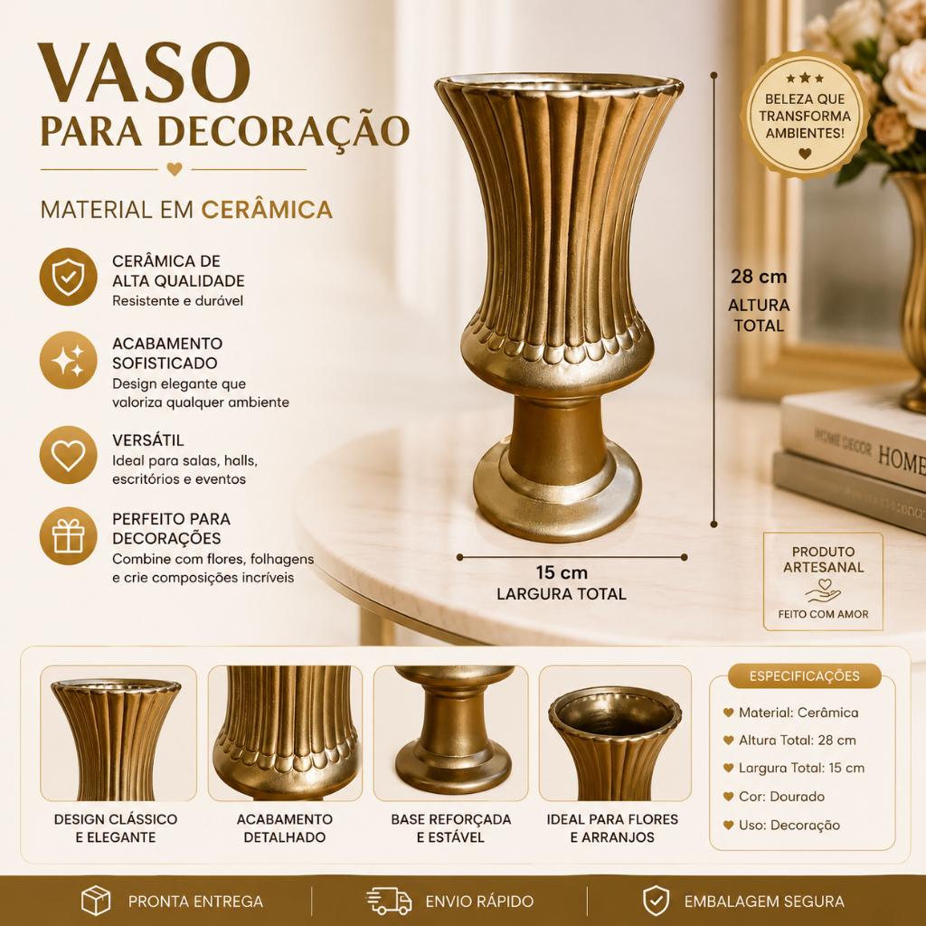Vaso Charme Grande Branco Cerâmica Decorativo Festas Eventos 29cm Altura Vaso Torcido Frete Grátis