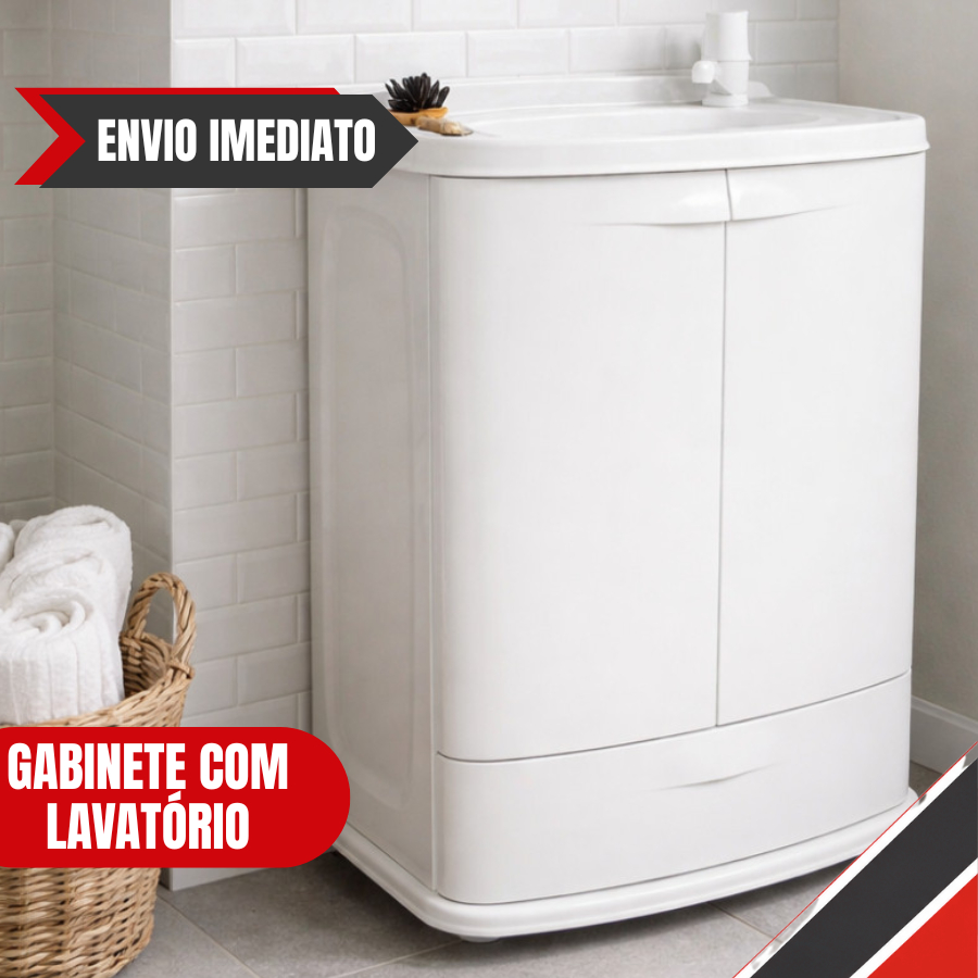 Gabinete Astra Gab Fit Branco Completo Suspenso c/ Cuba + Sifão + Válvula
