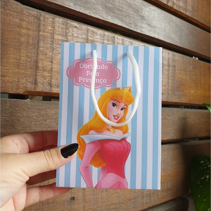Sacolinha Personalizada P Tema BELA ADORMECIDA  PRINCESA- PEGUE E MONTE–Lembrancinha Infantil Aniversário PRONTA ENTREGA