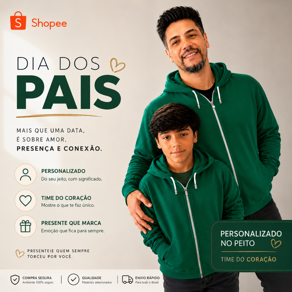 Kit Pai e Filho | Moletom tal Pai tal Filho | Moletom Personalizado | Moletom dia dos Pais | Moletom Time Verdão