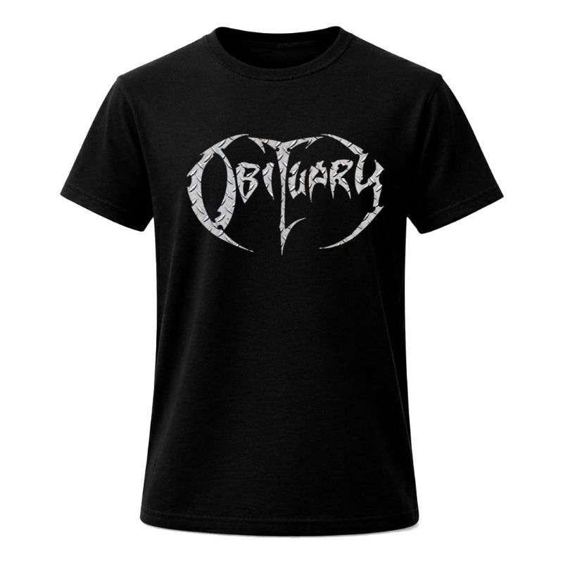 Camiseta Obituary  100% Algodão | Logo Estilo Chapa de Aço Death Metal