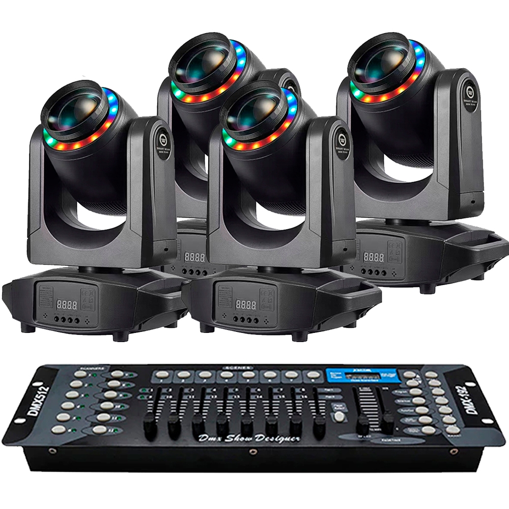 KIT 4 SUPER MINI MOVING HEAD 100W + MESA DMX 512 192 CANAIS + EFEITO STROBO PROFISSIONAL