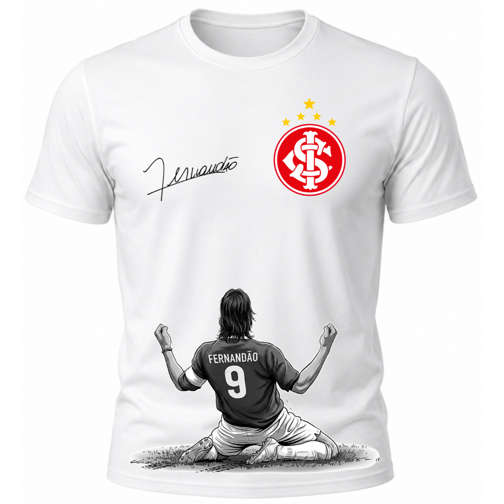 Camiseta Fernandão Internacional Futebol Masculina Feminina Poliéster Estampa Exclusiva