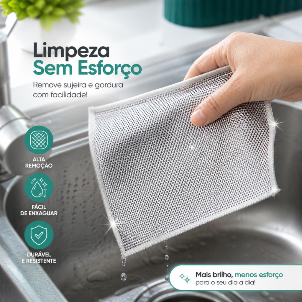 Kit 20 Pano De Limpeza Multiuso De Arame Metálico Malha Não Oleosa Fogão Panela Prato Cozinha E Pia — imagem 2 de 2