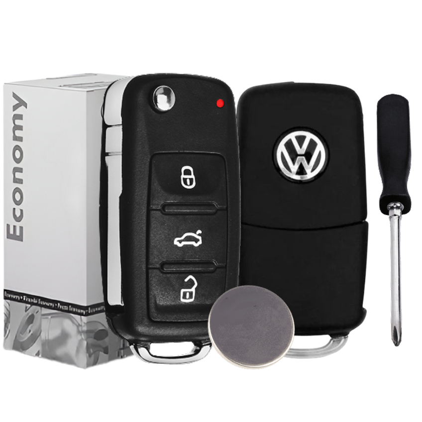 Capa Carcaça Chave Canivete Vw G6 Gol Fox Golf Polo Saveiro Kit Bateria + Chave de Fenda
