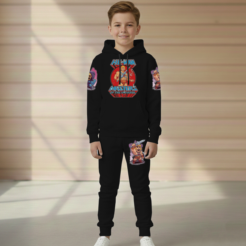 Conjunto Moletom He-Man Infantil Blusa Canguru e Calça Flanelado Do Tamanho 2 ao 16