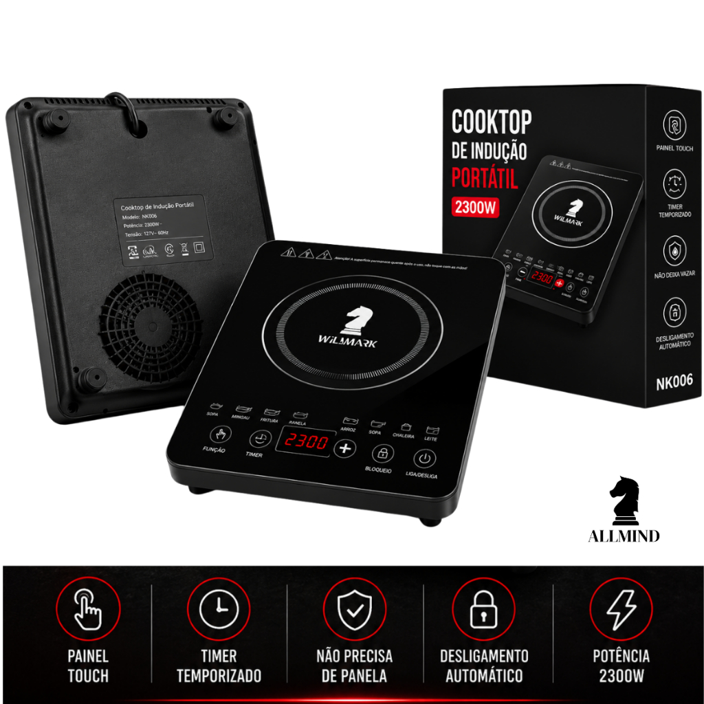 Fogão Coocktop De Indução Portatil Uma Boca Fogão Indução 2300w Fogão Eletrico